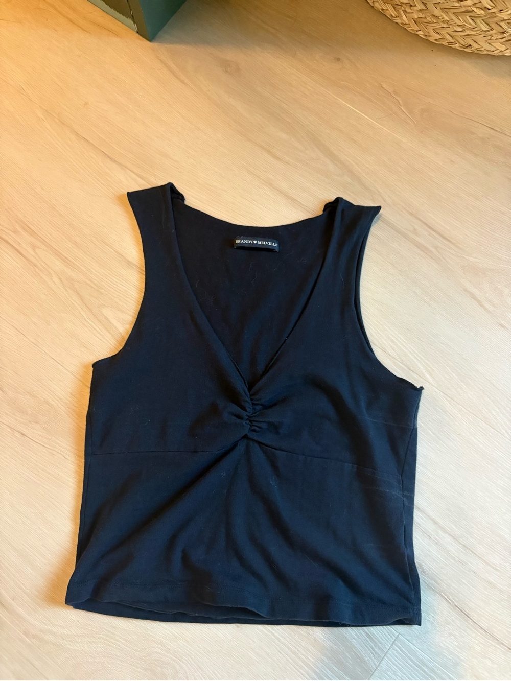 Brandy Melville Black Twist-Front Tank Top